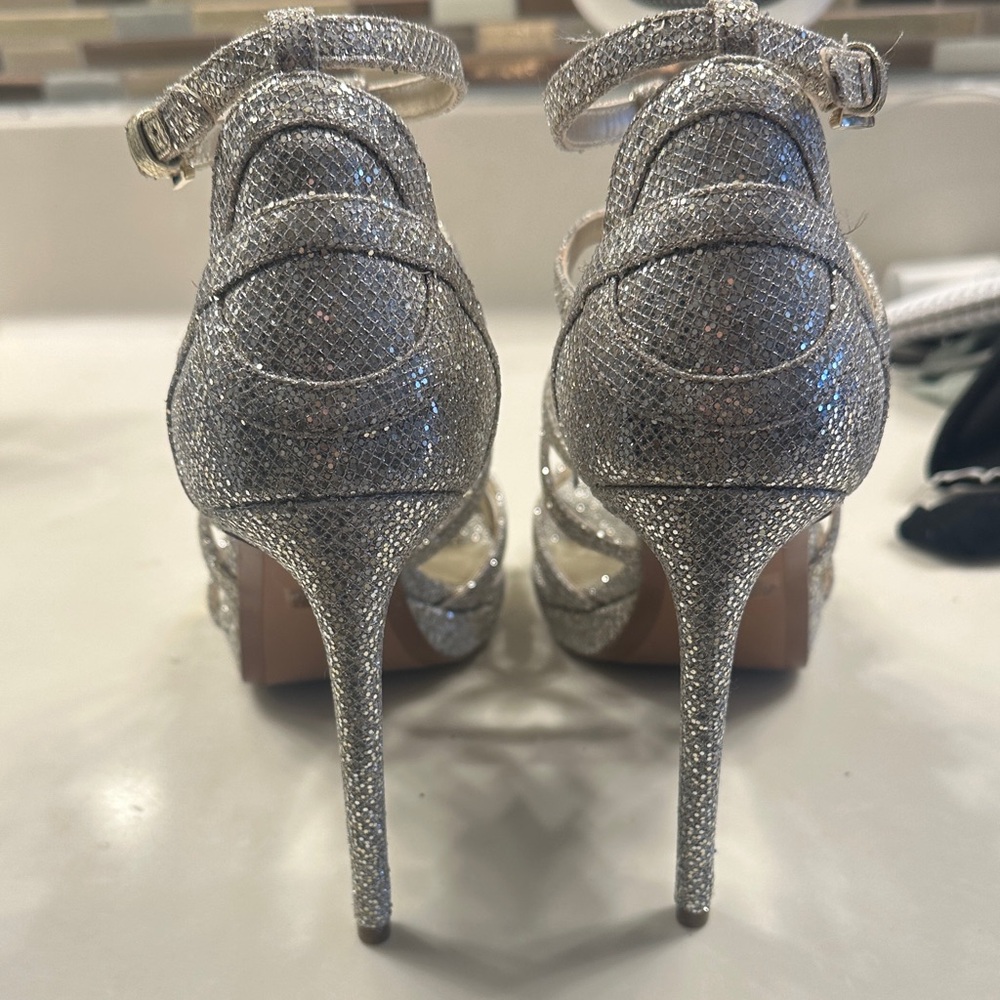 MICHAEL Michael Kors Sparkling Silver Strappy Heels - Picture 5 of 14